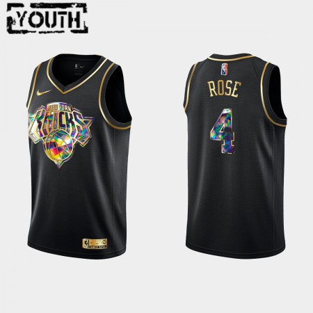 Kinder NBA New York Knicks Trikot Derrick Rose 4 Nike 2021-2022 Schwarz Golden Edition 75th Anniversary Diamond Swingman